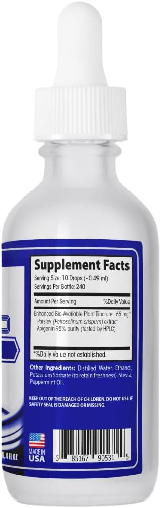 Apigenin 65 mg, 118 ml Liquid, 240 Servings, Made in USA, Rapid Absorption, High-Quality Ingredients, Non-GM, GMP Certified, Cruelty-Free