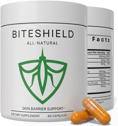 BITESHIELD Mosquito Repellent Capsules - Daily Ingestible Supplement, Plant-Based, 60 Capsules