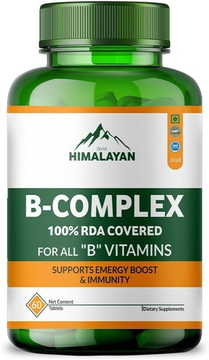 Plant Based Vitamin B Complex Supplement | Methylated Vitamin B12 1000 mcg with B1, B2, B3, B6, B7, B9 | Active B12 & Plant Superfoods for Energy, Nervous System, Digestion & Immunity – 60 Tablets