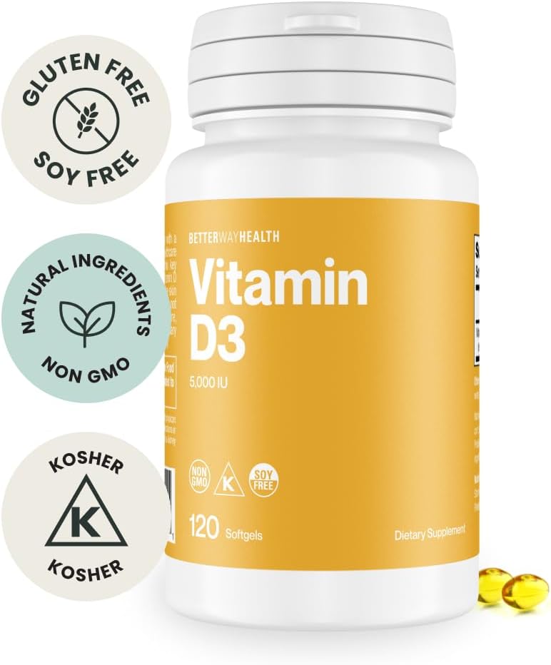 Better Way Health Vitamin D3 5000 IU Softgels – Immune & Bone Support, 120 Count - görsel 2