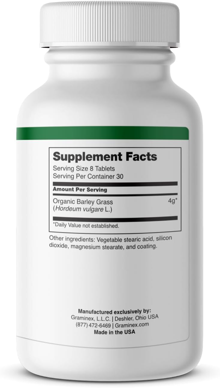 Graminex Barley Grass Tablets – Energy Boosting Greens Nutritional Supplement – 240 Tablets - görsel 2