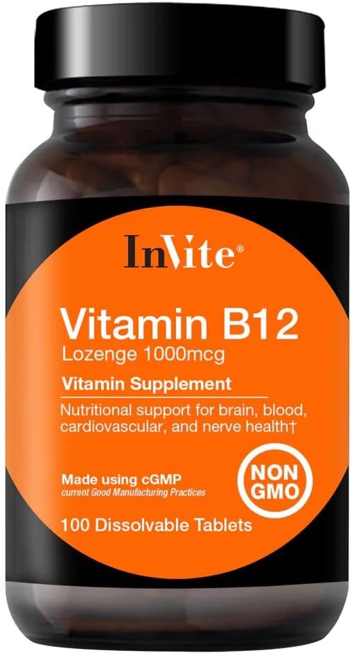 Invite Health Vitamin B12 Lozenges – Supports Energy, Mood, Brain and Heart Health – 50 Day Supply – 100 Dissolvable Tablets - görsel 1