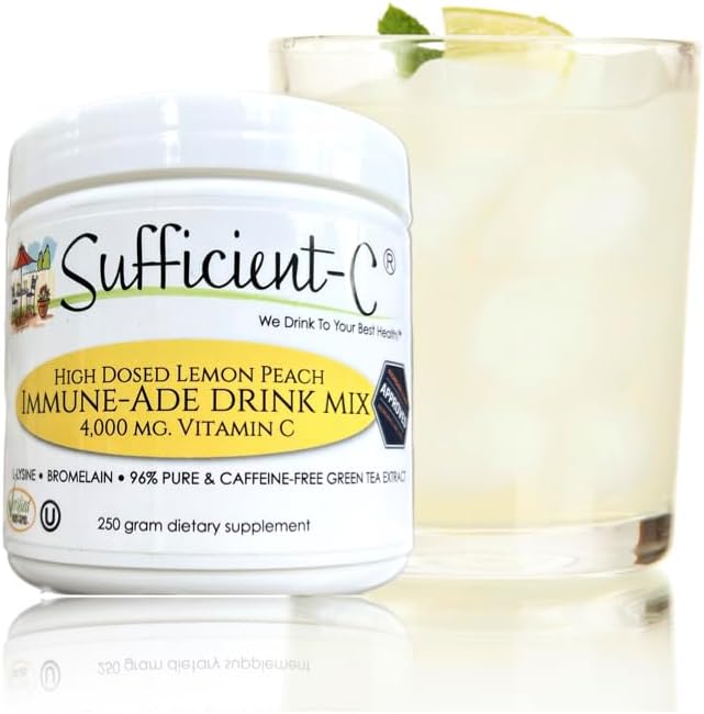 Sufficient-C 4,000mg High-Dose Vitamin C Lemon & Peach Drink Mix – 250g - görsel 2