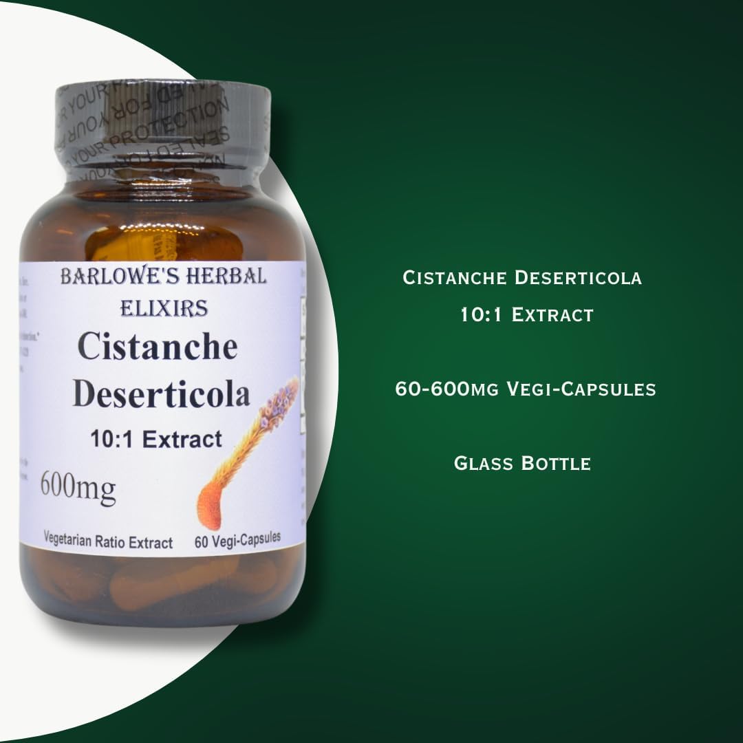 Barlowe's Herbal Elixirs Cistanche Extract | Cistanche Deserticola | 10:1 | 600 mg Per Capsule | 60 Vegetable Capsules | Stearate Free | Glass Bottle | Non GMO - görsel 3