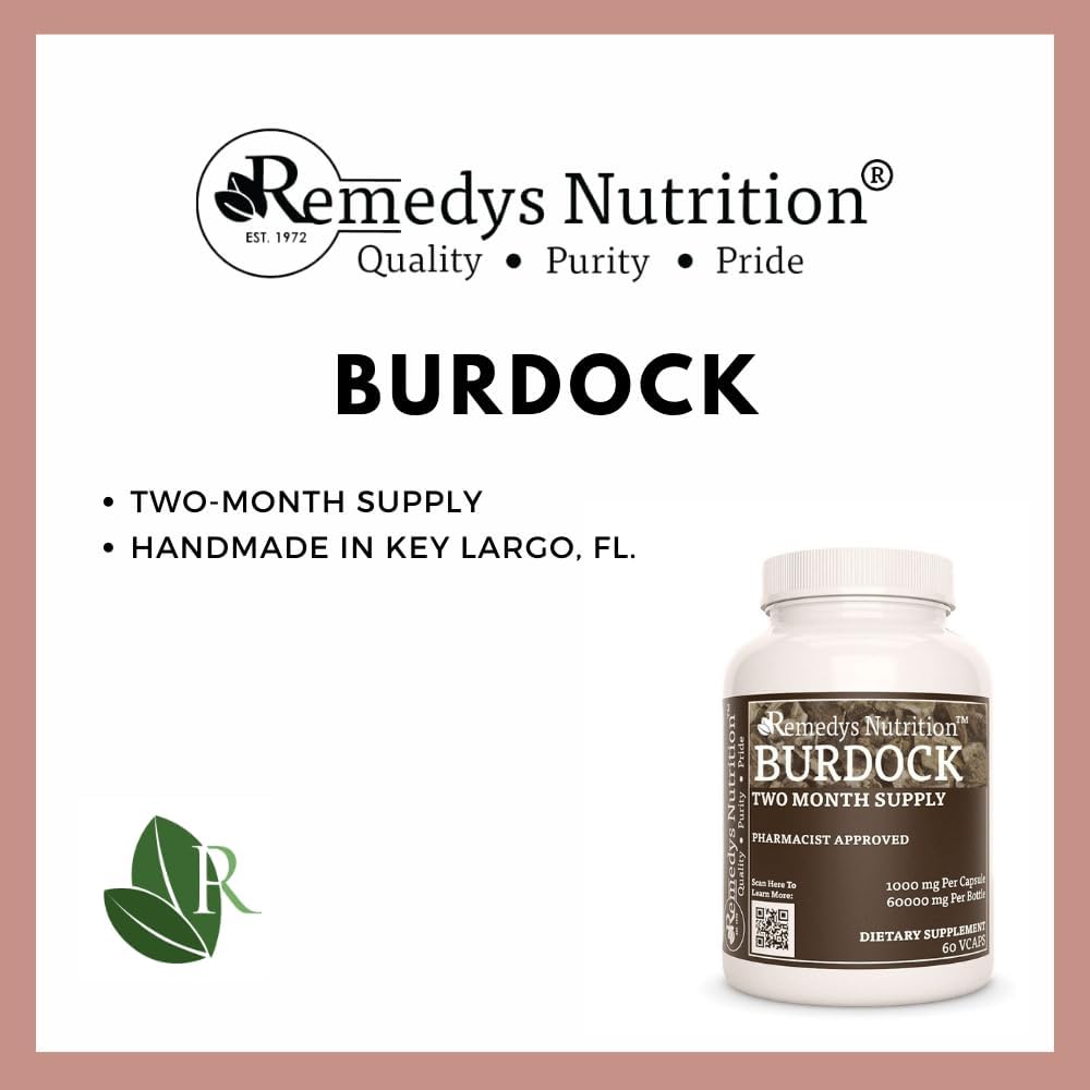 Remedy's Nutrition Burdock Root - 1000mg, 60 Vegan Capsules with Quercetin & Vitamin C - görsel 3
