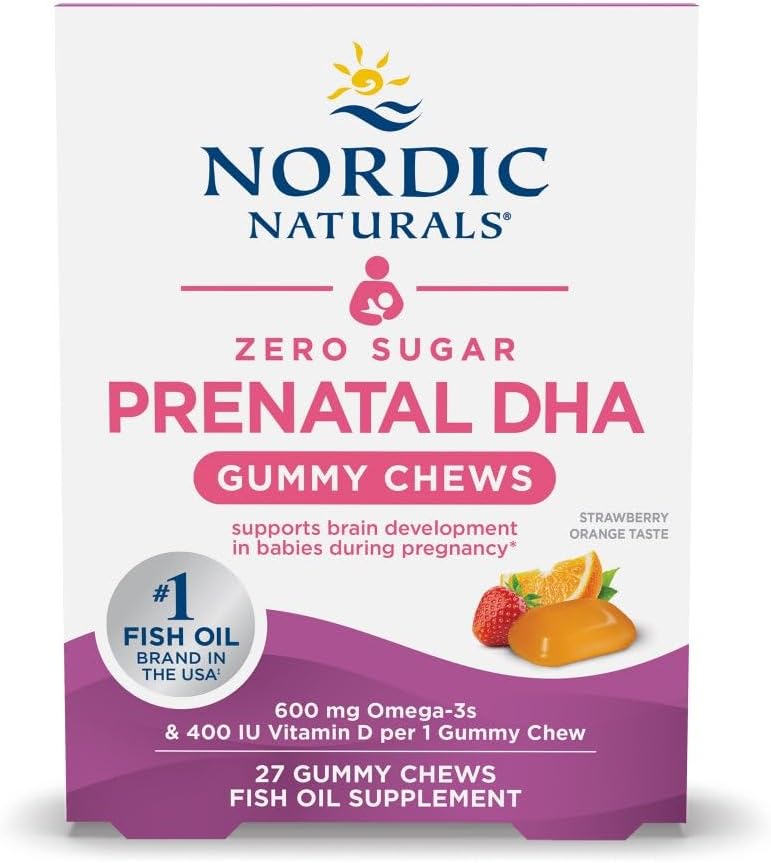 Nordic Naturals Zero Sugar DHA Prenatal Vitamin Gummies - Strawberry Orange - 27 Gummies - görsel 1