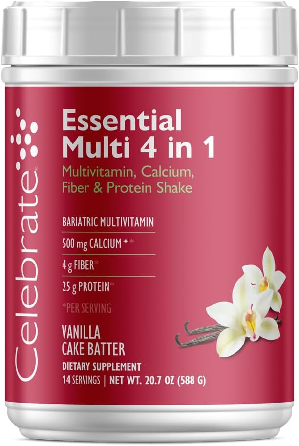 Celebrate Vitamins 4-in-1 Bariatric Multivitamin with Calcium Citrate Protein Shake, Vanilla Cake Batter, 14 Servings - görsel 1