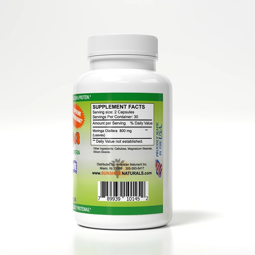 Sunshine Naturals Moringa Dietary Supplement – Immune Support, Energy, Antioxidant Superfood, 120 Capsules (Pack of 2) - görsel 4