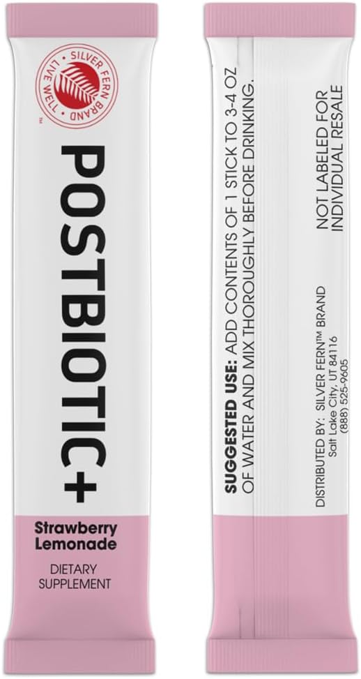 Silver Fern Brand Postbiotic+ Strawberry Lemonade Powder – Postbiotic Supplement with BIOMend™, BetaVia™, and Immuse® – Supports Digestive System and Overall Wellbeing – 30 Stick Packs - görsel 3