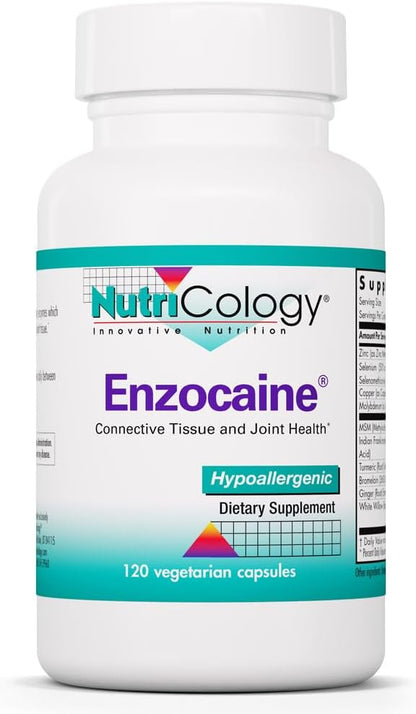 Nutricology Enzocaine - Proteolytic Enzyme Food Supplement for Connective Tissue & Structural Support - 120 Capsules