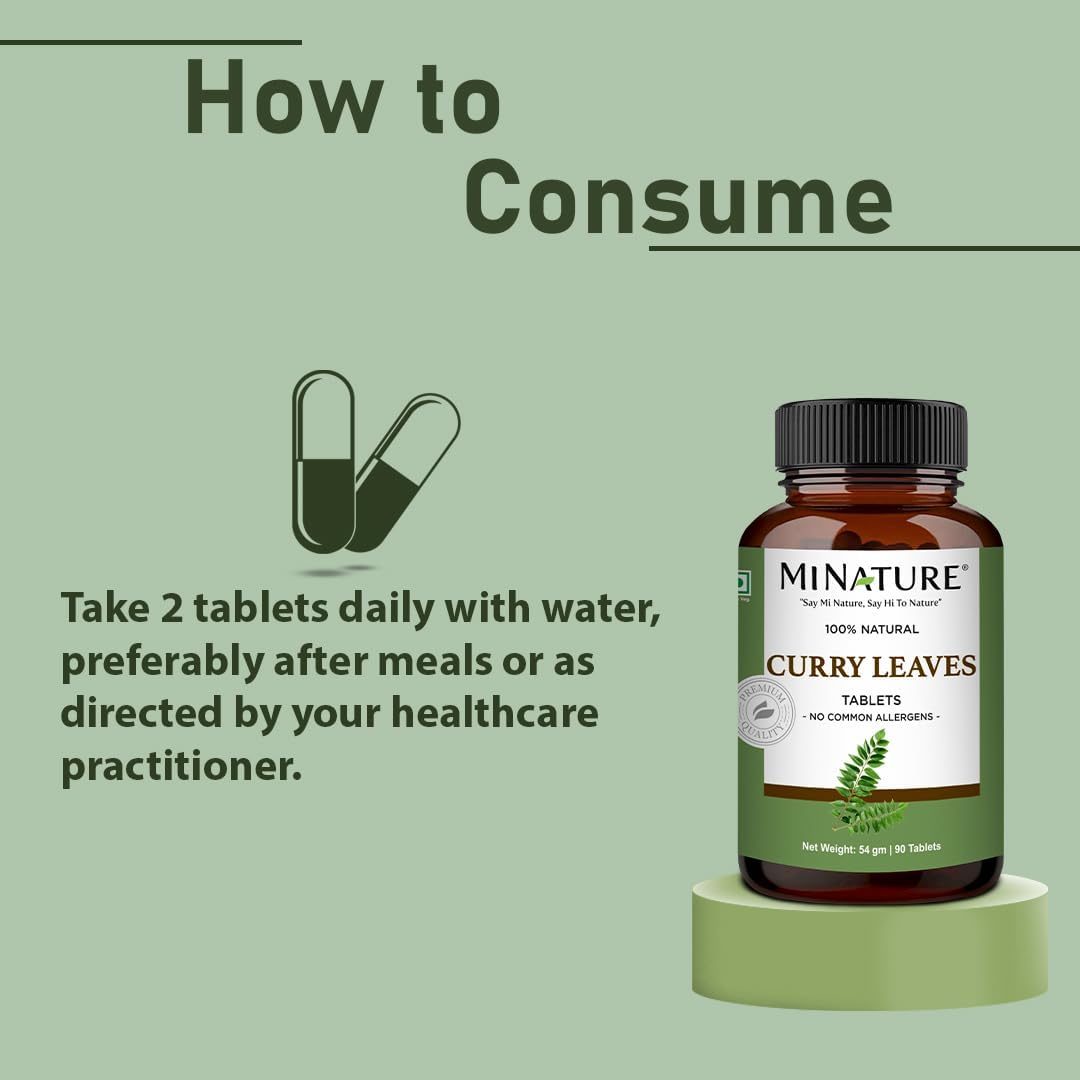 minature Curry Leaves Tablet (Murraya koenigii) - Pure & Natural, 1000mg, 90 Tablets - görsel 4