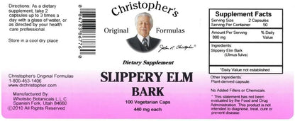 Christopher's Original Formulae Slippery Elm, Traditional Digestive Support, 100 Vegetarian Capsules
