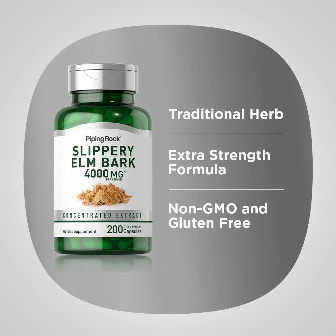 Piping Rock Slippery Elm Bark Capsules, 200 Capsules - görsel 4
