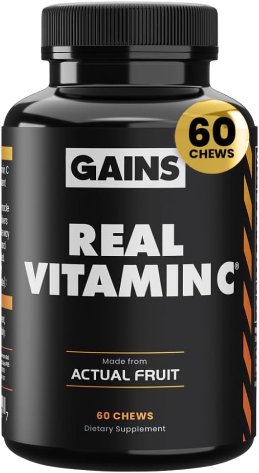 Gains in Bulk Real Vitamin C - Whole Food Chewable with Citrus Bioflavonoids, 60 Tablets - görsel 1