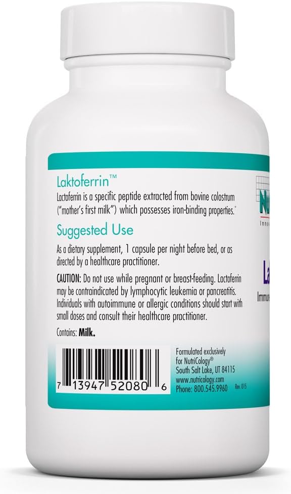Nutricology ARG Laktoferrin - 250 mg Lactoferrin Glycoprotein - Immune Support - 120 Vegetarian Capsules - görsel 3