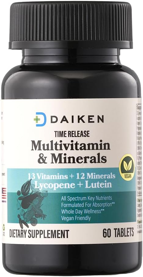 DAIKEN Mini Multivitamin | 60 Tablets | With Lutein, Lycopene & Folic Acid | Time-Release Multivitamin for Men & Women | Vegan & Easy to Swallow (Pack of 2) - görsel 7
