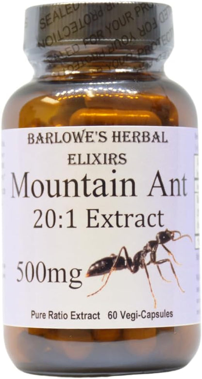Barlowe's Herbal Elixirs Mountain Ant Extract | 20:1 Extract | 500 mg | 60 Vegan Capsules