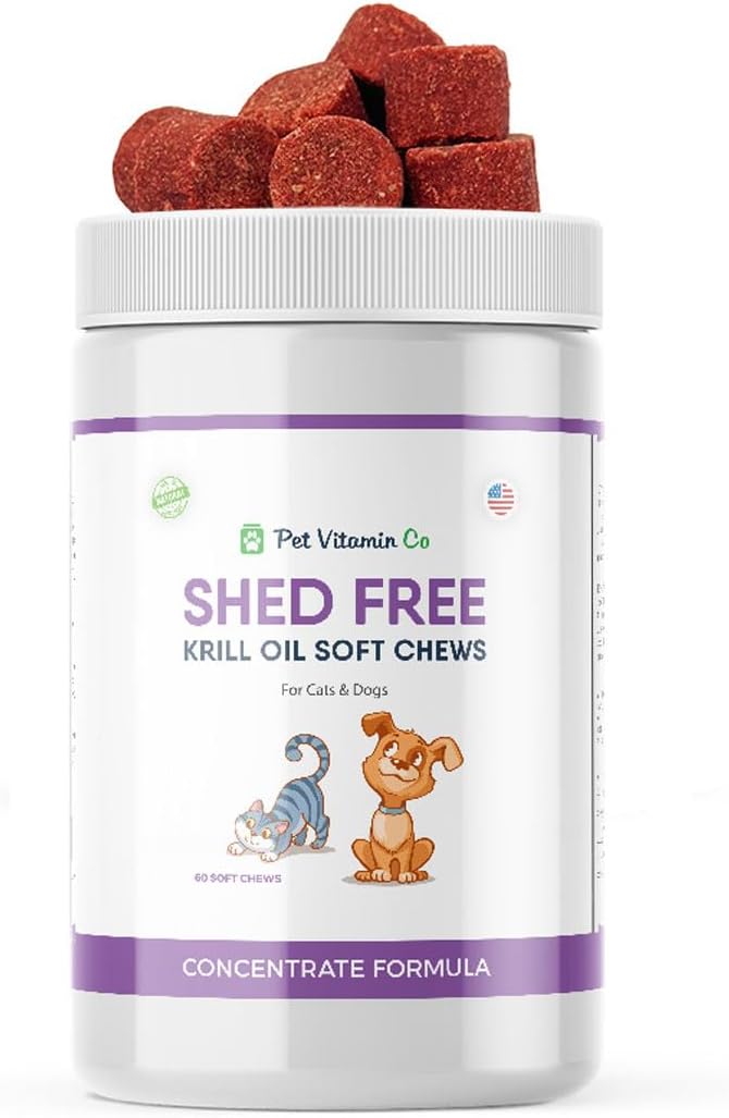 Krill Oil Shed-Free Soft Chews for Dogs - Reduce Shedding & Itching - Rich in Omega-3 & Antioxidants - Improves Skin & Coat - Made in USA - 60 Soft Chews - görsel 1