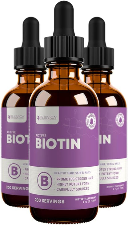 Rejuvica Health Active Biotin – Advanced Liquid Biotin Supplement – 5000mcg Support for Hair, Skin & Nails