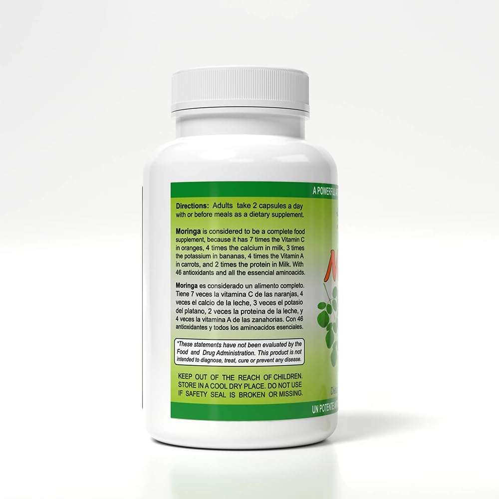 Sunshine Naturals Moringa Dietary Supplement. Immune Support, Energy Booster, Antioxidant Protection, and Nutrient-Rich Superfood. Promotes Digestion and Heart Health. 120 Capsules. Pack of 3 - görsel 3