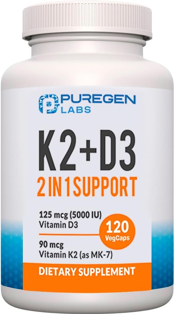 Vitamin D3 5000 IU + K2 (MK-7) 90 mcg Supplement, 120 Capsules - görsel 1