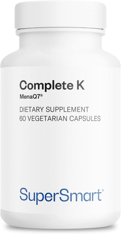 Supersmart - Complete K - with K1, K2 (MK4 + MK7) - Full Spectrum Vitamin K Supplement | Non-GMO & Gluten-free - 60 Vegetarian Capsules