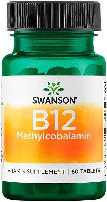 Swanson Vitamin B12 Methylcobalamin 5000 mcg Tablets - High Absorption (60 Tablets)