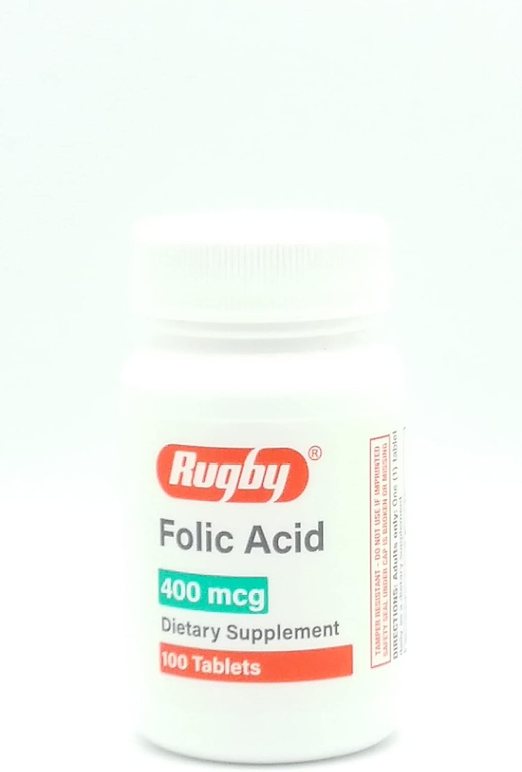 Rugby Laboratories Folic Acid 400 mcg – Vitamin B9 Daily Supplement (100 Tablets) - görsel 1
