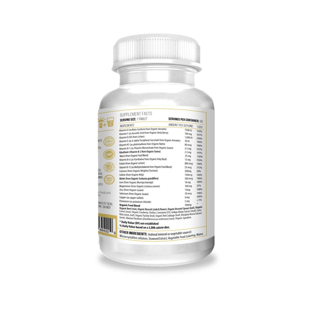 Actif Organic Multivitamin for Women Over 30 with 30 Organic Vitamins and Organic Herbs, Non-GMO, Made in USA, 2-Month Supply - görsel 3