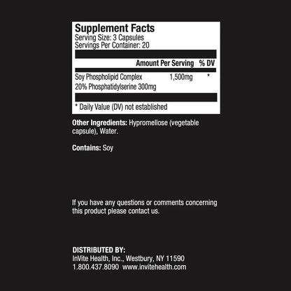 Invite Health Phosphatidylserine 100 mg - Supports Memory and Cognitive Function, Including Concentration and Focus - 60 Liquid-Filled Vegetarian Capsules