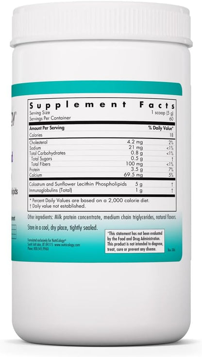 Allergy Research Group NutriCology Phospholipid Colostrum Powder – Bovine Colostrum Supplement – Immune and Gut Health Support – Hypoallergenic – 60 Servings
