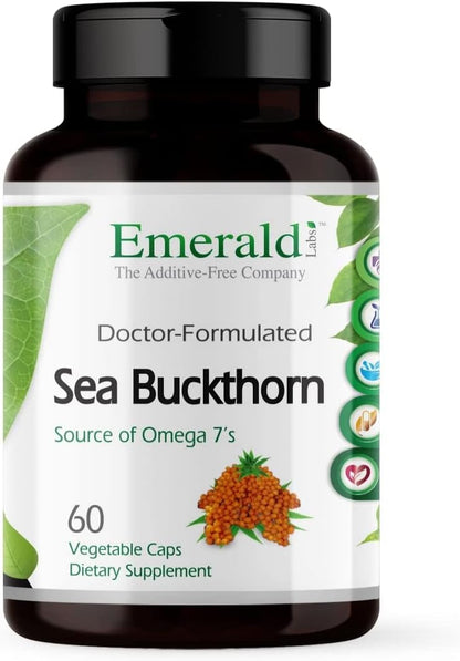 EMERALD LABS Sea Buckthorn - Food Supplement with Vitamins C, E & Omega 7 - 60 Vegetable Capsules