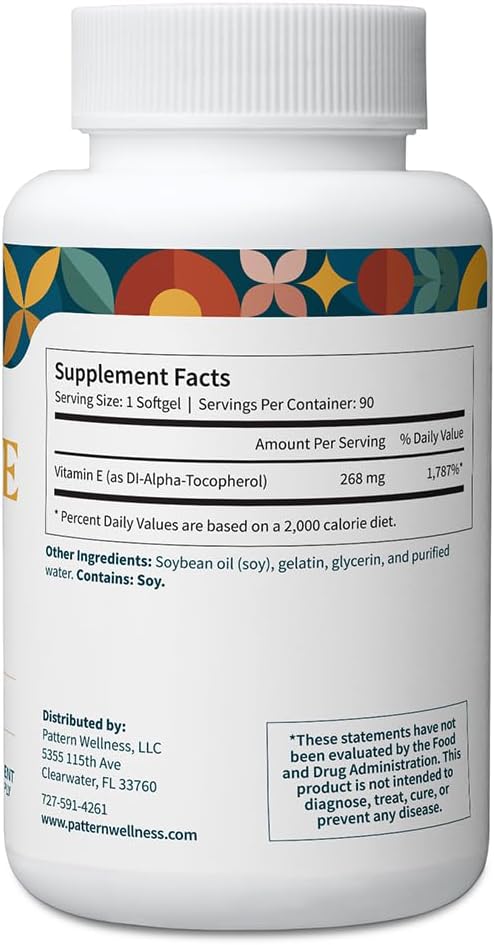 Pattern Wellness Vitamin E 400 IU – Antioxidant, Immune & Cellular Health Support – 90 Softgels - görsel 3