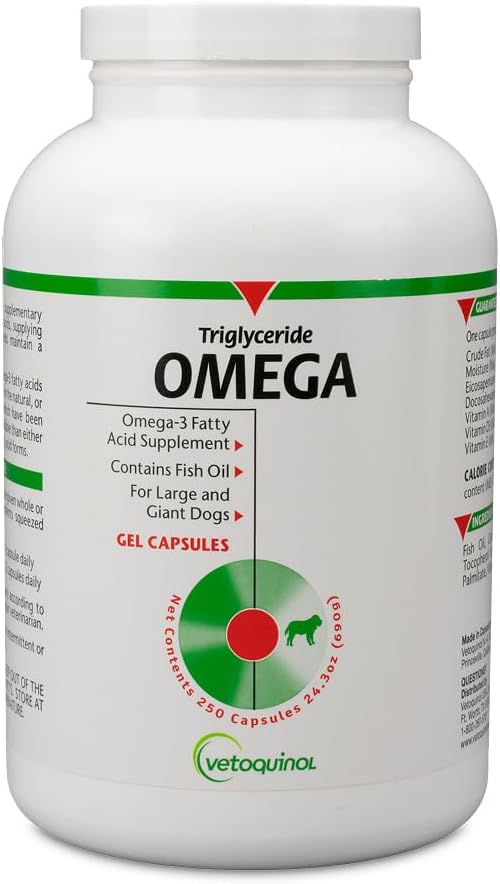 Vetoquinol Triglyceride Omega - Fish Oil for Dogs & Cats - Supports Healthy Skin, Coat & Normal Immune Response - Supplement with Vitamin Blend for Heart, Eye, Bone & Muscle Support - 60 Capsules - görsel 9