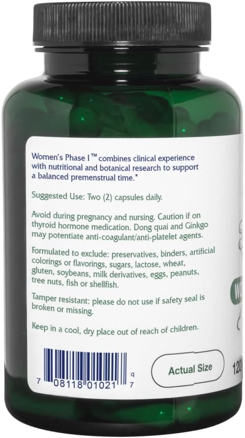 Vitanica Women's Phase I, Premenstrual Support, Vegan, 120 Capsules - görsel 3