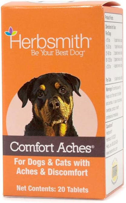 Herbsmith Comfort Aches – Herbal Pain Support for Dogs and Cats – 20 Tablets