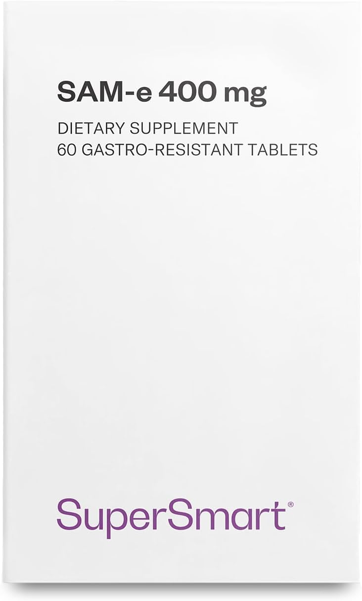 Supersmart SAM-e 400mg (80% Active Isomer S,S) - Advanced S-Adenosyl Methionine Supplement - Non-GMO & Gluten-free - 60 Enteric Coated Tablets - görsel 1