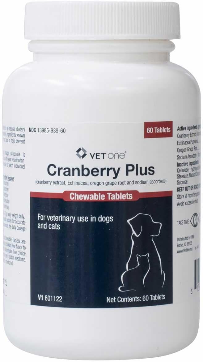 Vet One Cranberry Plus for Dogs & Cats – Urinary Tract & Bladder Support – 60 Chewable Tablets - görsel 1