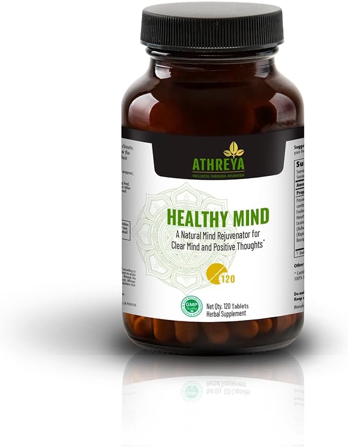 Athreya Herbs Healthy Mind Tablets – Brain Health Supplement, 120 Tablets, 30-Day Supply - görsel 1