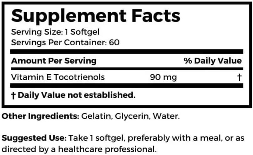 Dr Clark Store Delta Gold Tocotrienol Vitamin E – 90 mg, 60 Soft gel capsules - görsel 2