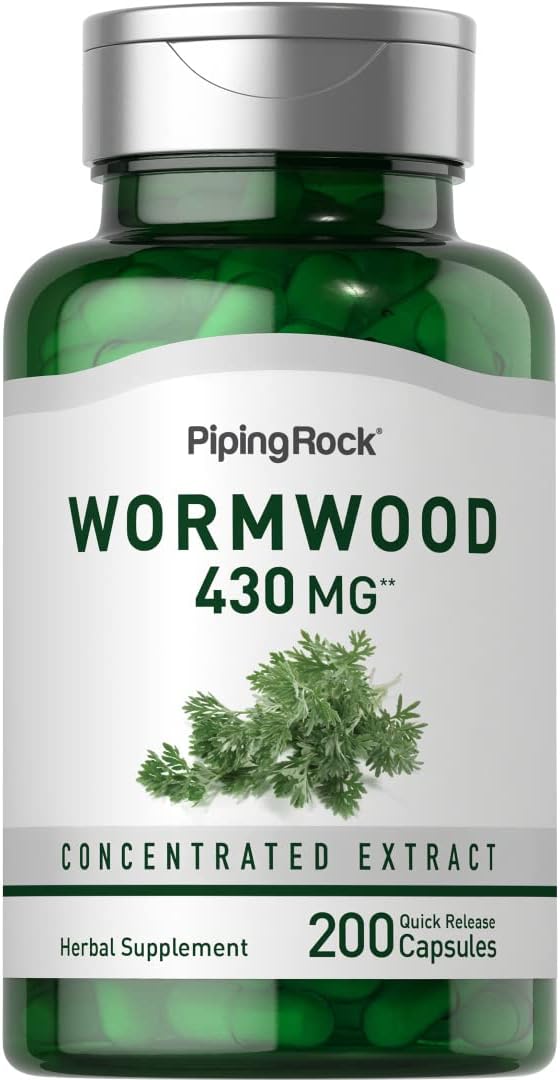 Piping Rock Wormwood Capsules - 200 Count, Concentrated Herbal Extract, Non-GM & Gluten-free - görsel 1
