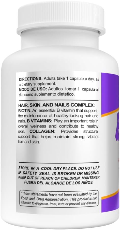 Sunshine Naturals Biotin 5000 mcg Capsules - 90 Count (Pack of 3) - for Hair, Skin & Nails - görsel 3