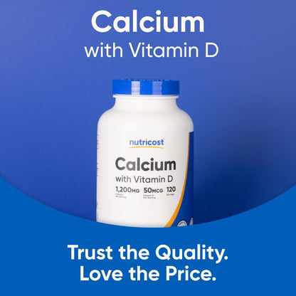 Nutricost Calcium & Vitamin D Supplement – 1200mg Calcium & 2000 IU D3, 240 Tablets
