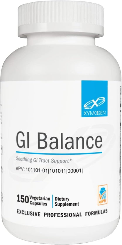 XYMOGEN GI Balance - Supports Gastrointestinal Health & Healthy Bowel Movements - Free of Gluten, Dairy & Soya - 150 Capsules