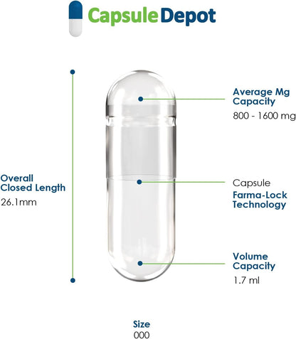 Capsule Depot Size 00 Empty Vegetarian Capsules (HPMC) – 100 Capsules