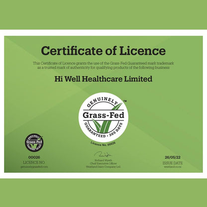 Hi Well Premium 100% Pure New Zealand Bovine Grass-Fed Colostrum 500 mg, 120 Capsules
