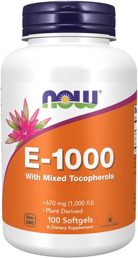 NOW Foods E-1000 100% Mixed Tocopherols 100 softgels - görsel 1