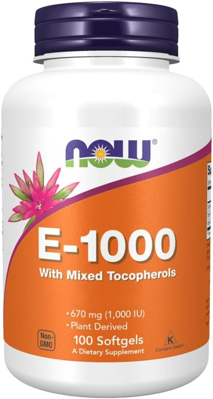 NOW Foods E-1000 100% Mixed Tocopherols 100 softgels