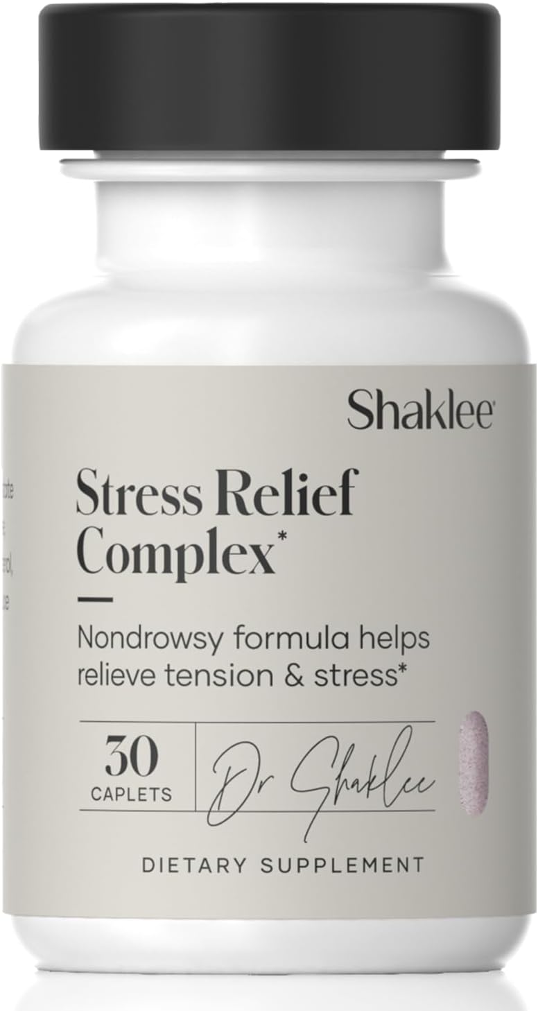 Shaklee Stress Relief Complex - Calming Blend of L-theanine, Ashwagandha, Beta-sitosterol, and L-tyrosine - 30 Caplets - görsel 1
