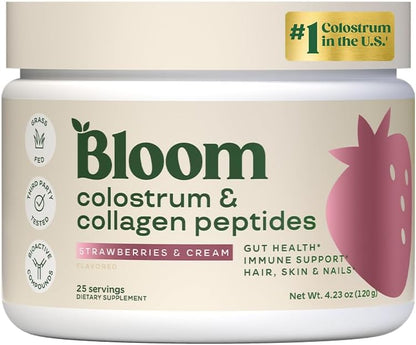Bloom Nutrition Bovine Colostrum Powder with Vitamin B-12 | Unflavoured, 25 Servings
